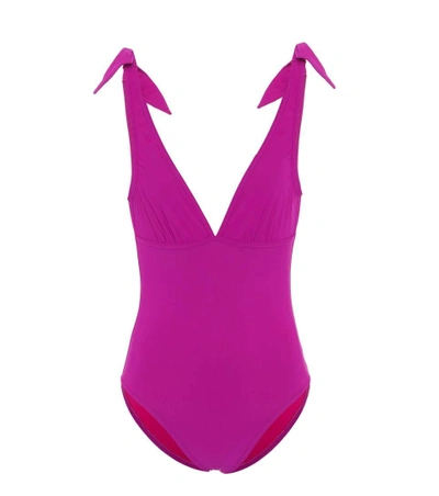 Karla Colletto Barcelona V-neck Swimsuit In Purple