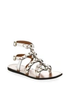 Coach Gladiator Chain Link Leather Sandals In Chalk