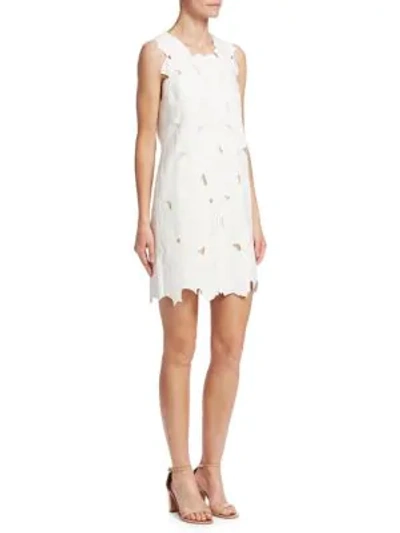 Halston Heritage Embroidered Shift Dress In Chalk