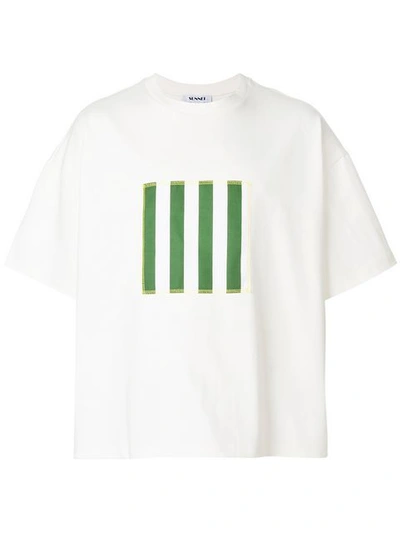 Sunnei Striped Panel T-shirt - White