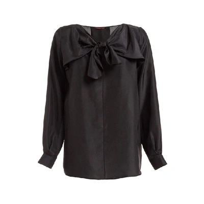 Wtr  Sabina Silk Bow Top Black  