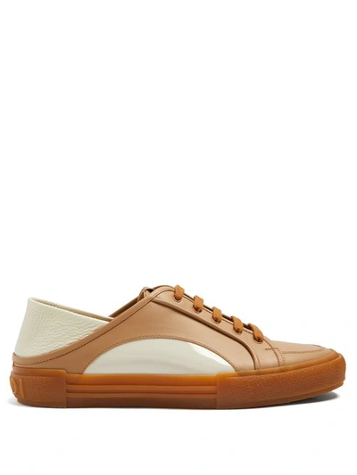 Fendi Low-top Leather Trainers In Tan