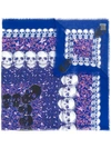 Zadig & Voltaire Skull Print Frayed Scarf In Blue