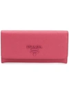 Prada Logo Continental Wallet - Pink