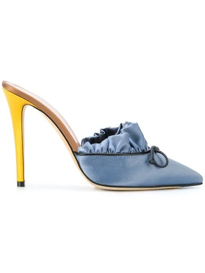 Marco De Vincenzo Pleated Pointed Toe Mules - Blue