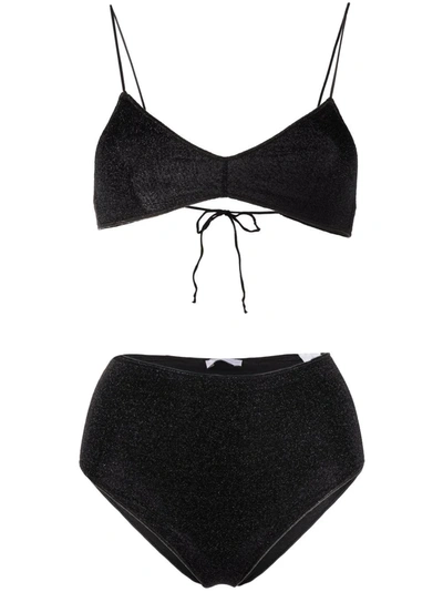 Oseree Black Lumière High Waisted Bikini In Black
