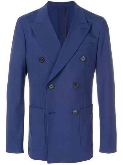 Prada Double Breasted Blazer In Blue