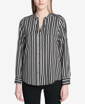calvin klein black and white blouse