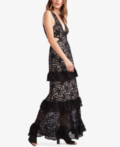 Avec Les Filles Lace Cutout Maxi Dress In Black