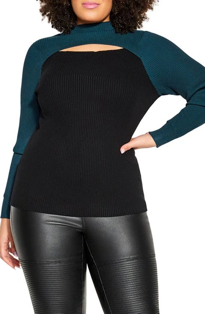City Chic Trendy Plus Size Kinsley Jumper Sweater In Marine