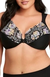 Glamorise Plus Size Full Figure Wonderwire Front Closure Bra In Floral Print