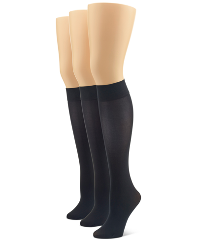 Hue Women's 3-pk. Soft Opaque Knee-high Socks In Black Pack