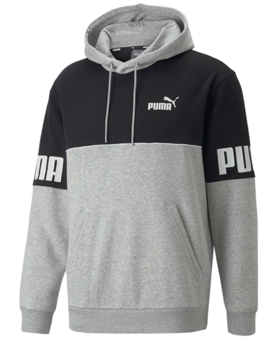 enjuague depositar índice Puma Men's Colorblocked Logo-print Fleece Pullover Hoodie In Grey Heather/  Black | ModeSens