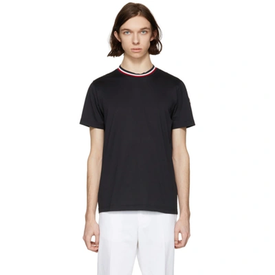 Moncler Tricolour-trim Cotton-jersey T-shirt In Black