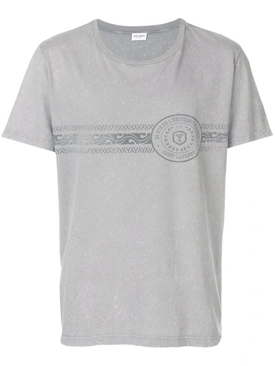 Saint Laurent Printed Washed Cotton-jersey T-shirt In Gray