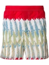 Valentino Feather Print Swim Shorts In Red