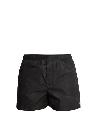 Valentino Camouflage-print Swim Shorts In Black