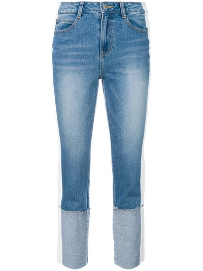 Sjyp Cropped Striped Straight-leg Jeans In Blue