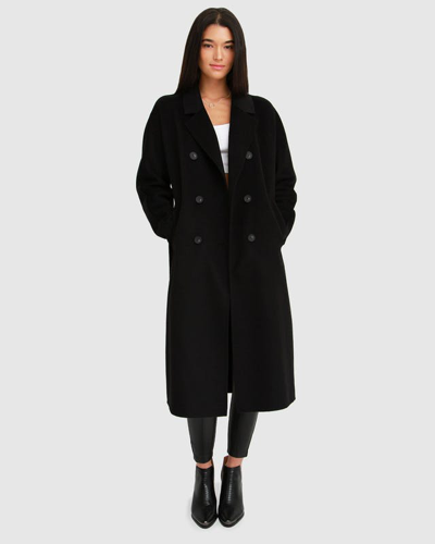 Belle & Bloom Boss Girl Double-breasted Lined Wool Coat - Black