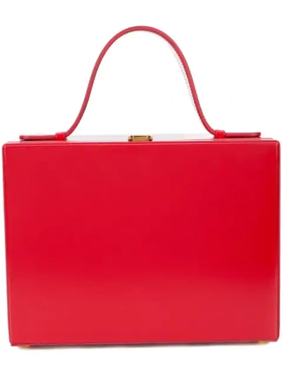 Mark Cross Rear Window Overnight Mini Glossed-leather Tote In Red