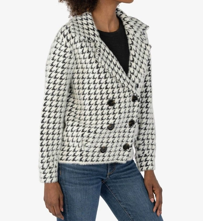 Kut From The Kloth Aaliyah Double Breasted Blazer In Black And White In Grey