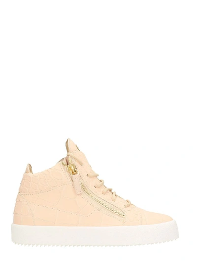 Giuseppe Zanotti Kriss Pink Leather Low Top Sneakers In Rose-pink