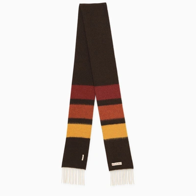 Marni Cocoa-coloured Alpaca Scarf With Fringes In Brown