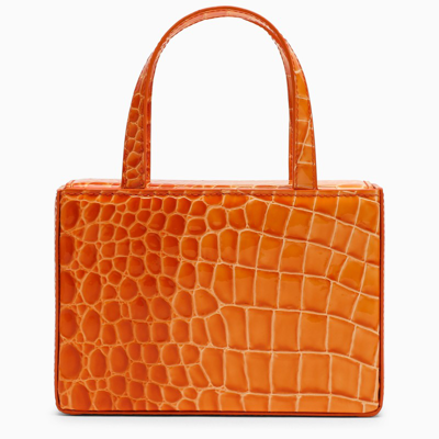 Amina Muaddi Amini Giorgia Orange Leather Bag