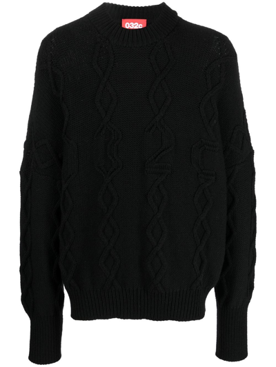 032c Cable-knit Crew Neck Jumper In Black