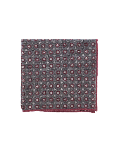 Eleventy Pocket Square With Flowers In Brn-red