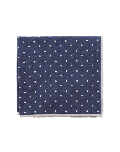 Eleventy Pocket Square With Polka Dots In Gry-nvy