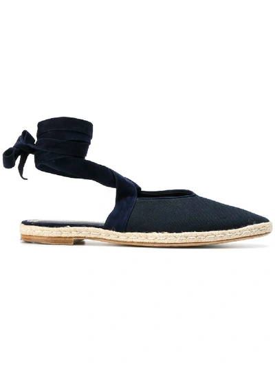 Jw Anderson Wraparound Leather Backless Espadrilles In Blue