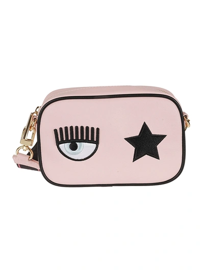 Chiara Ferragni Embroidered Eye-motif Shoulder Bag In Pink