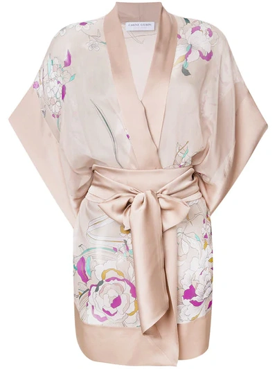 Carine Gilson Floral Short Kimono In Imprparadiscreamrosécreamrosé