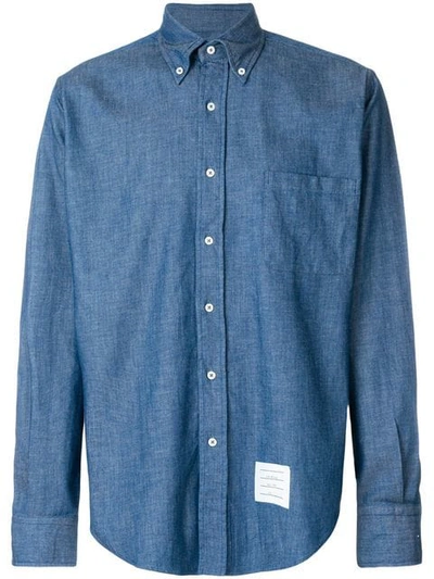 Thom Browne Regular Fit Long Sleeve Shirt In Shirting Denim In Blue