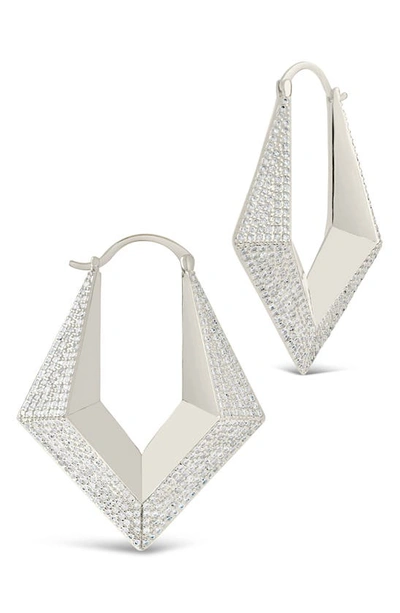 Sterling Forever Cubic Zirconia Charlize Hoop Earrings In Silver