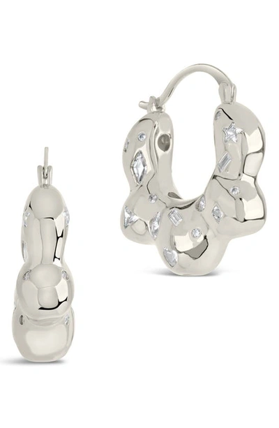 Sterling Forever Cubic Zirconia Tari Hoop Earrings In Silver