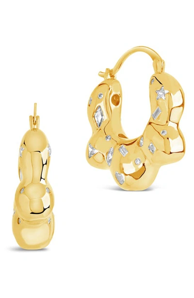 Sterling Forever Cubic Zirconia Tari Hoop Earrings In Gold-plated