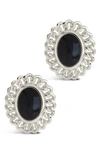 Sterling Forever Onyx Stone Ainsley Stud Earrings In Silver