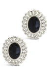 Sterling Forever Onyx Stone Ainsley Stud Earrings In Silver-tone
