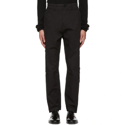 Stone Island Shadow Project Drop Crotch Cargo Trousers In V0029 Black