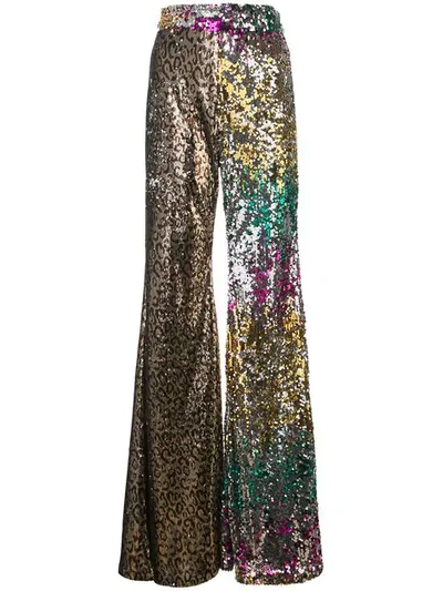 Halpern Sequinned Flared Trousers In Multicolour