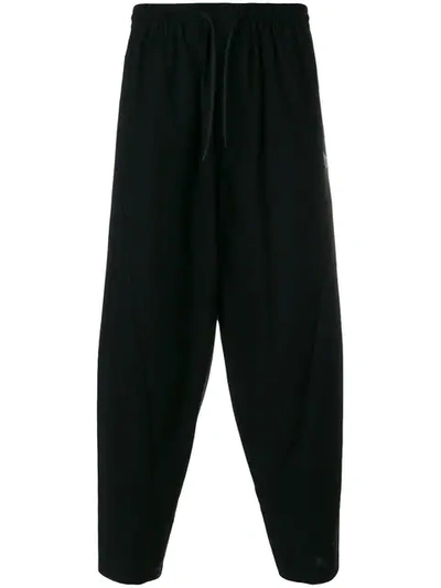 Y-3 Mid-rise Cotton-twill Trousers In Black