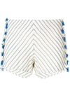 Dodo Bar Or Tasseled Striped Cotton-gauze Shorts In Blue