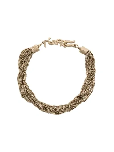 Saint Laurent Loulou Twisted Chains Bracelet In Gold