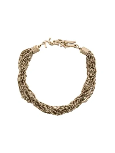 Saint Laurent Loulou Twisted Chains Bracelet In Metallic