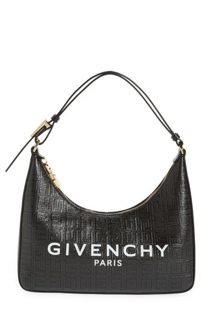 Givenchy Small Moon Cut Out Logo Jacquard Hobo Bag In Noir
