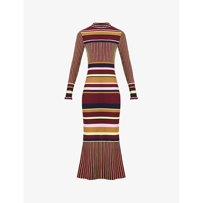 Brøgger Olivia Striped Stretch-knit Midi Dress In Multi