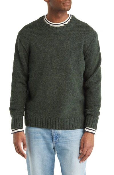 Alex Mill Reverse Seam Lambswool Blend Sweater In Loden