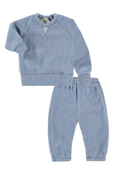 Paigelauren Babies' Organic Cotton Blend Fleece Sweatshirt & Joggers Set In Blue